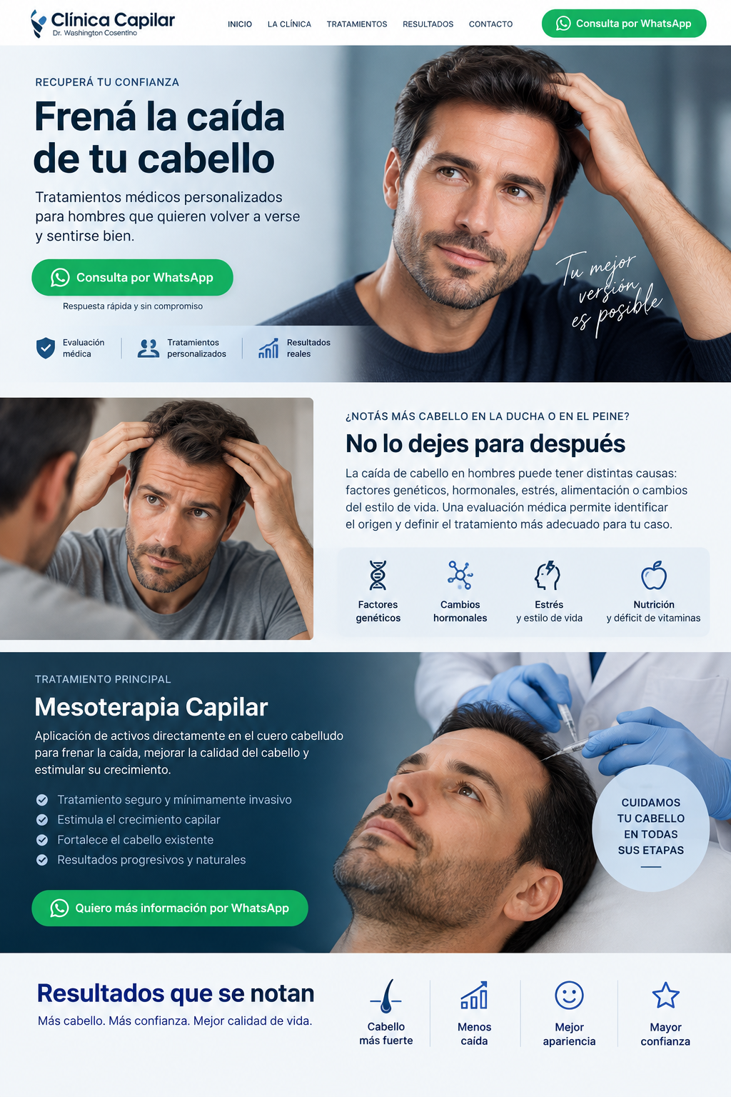 Landing Clínica Capilar para hombres